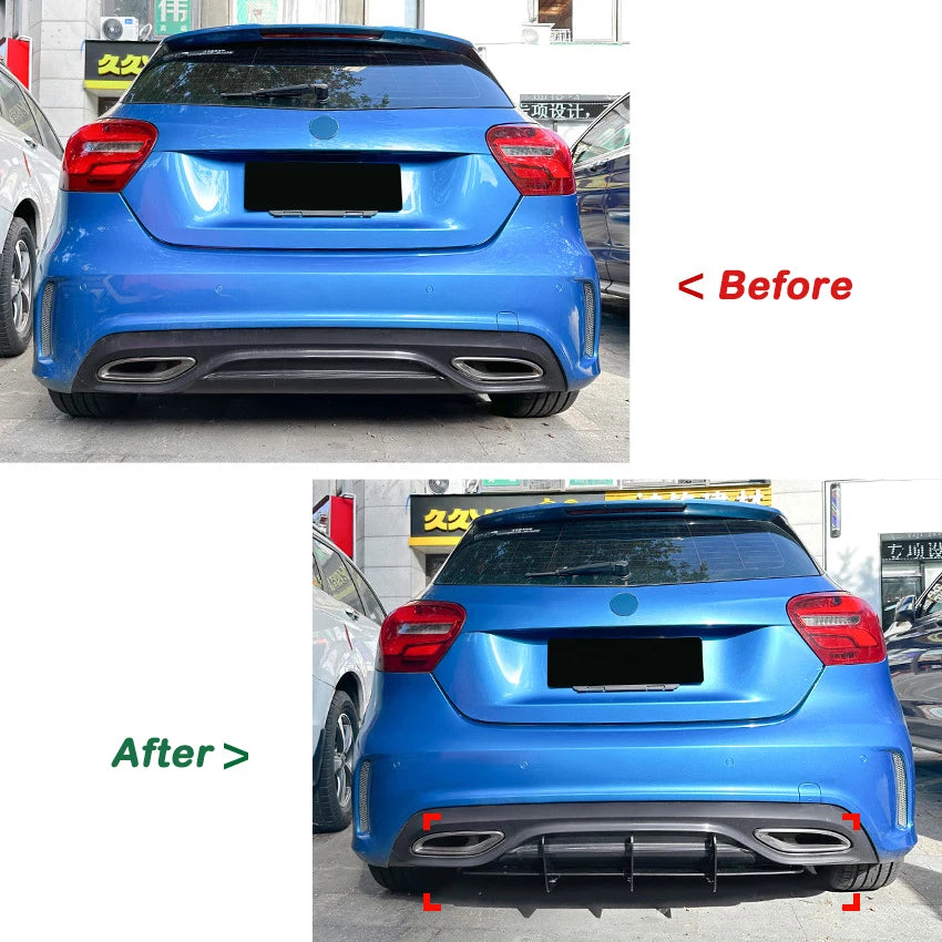For Mercedes Benz A Class W176 AMG Line 2016-2018 Rear Bumper Lip Diffuser Spoiler Splitter Tuning Accessories Gloss Black