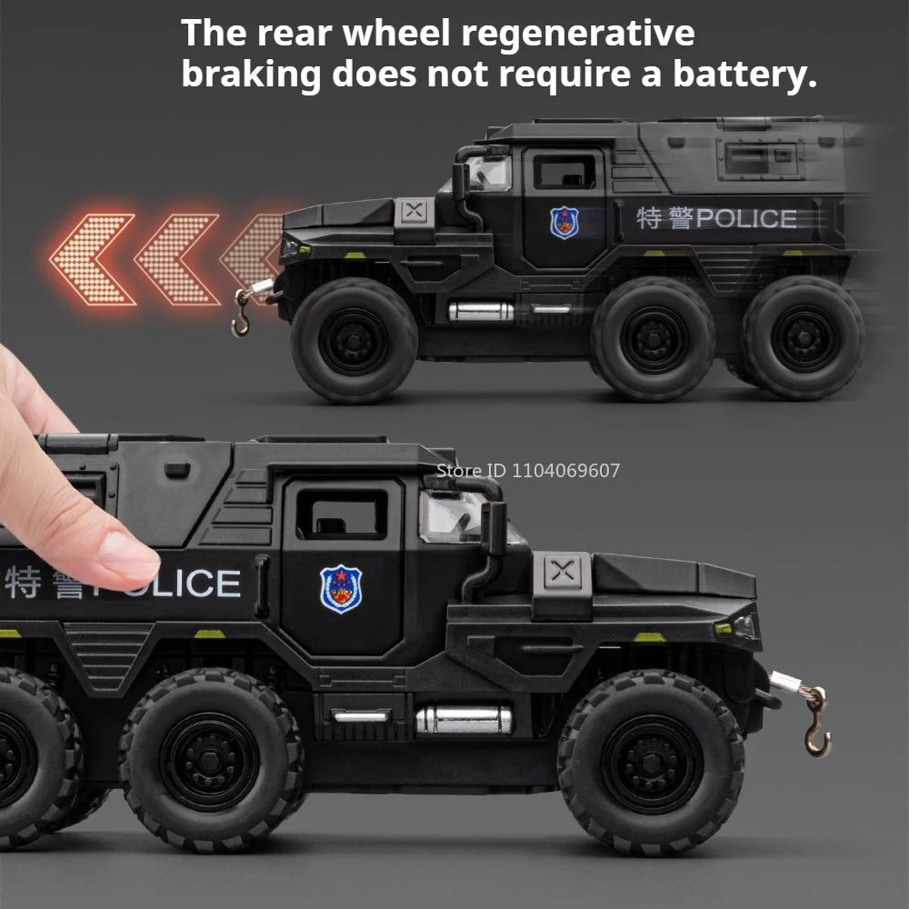 1:32 Conqueror Sabertooth Car Model Diecast Alloy Toy Doors Opened with Sound Light Pull Back Armored Vehicle Child Fashion Gift