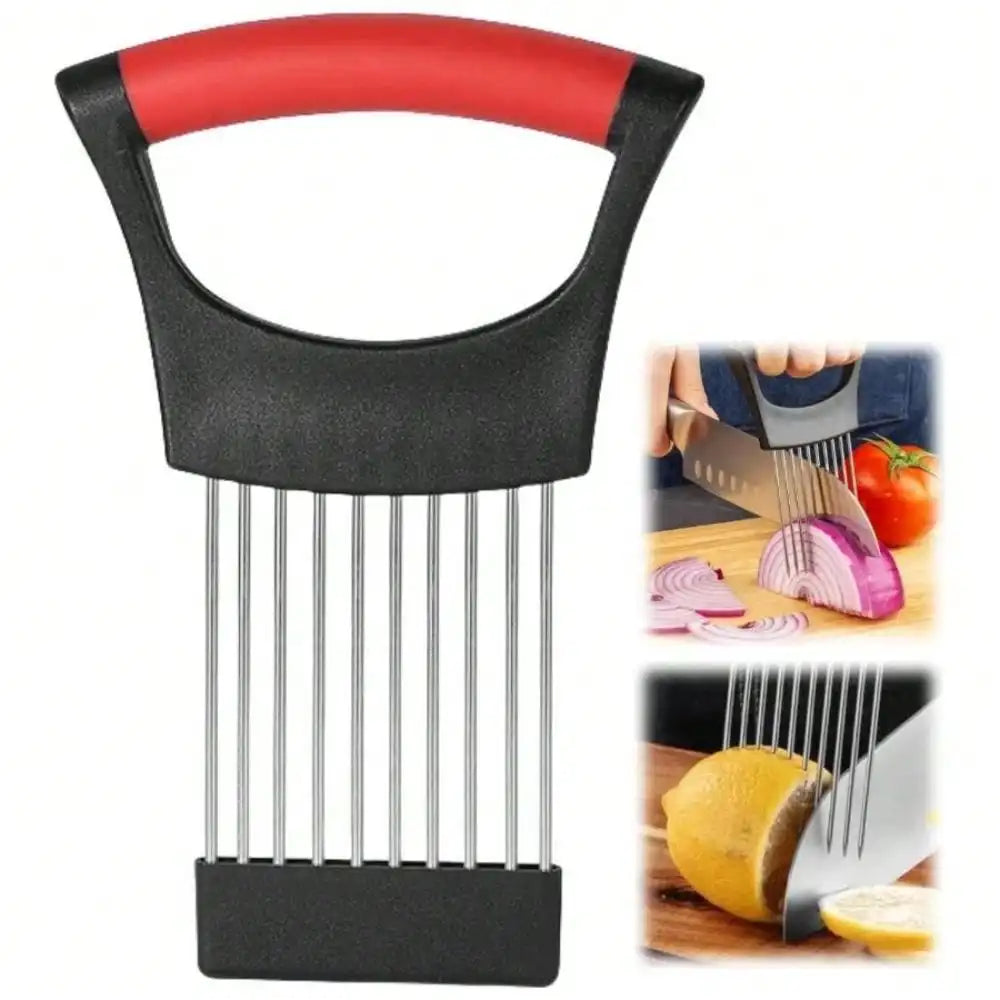 Stainless Steel Onion Slice Holder, Onion Holder For Slicing, Lemon Slicer Vegetable Cutter, Chopper Slicing Home Kitchen Tools