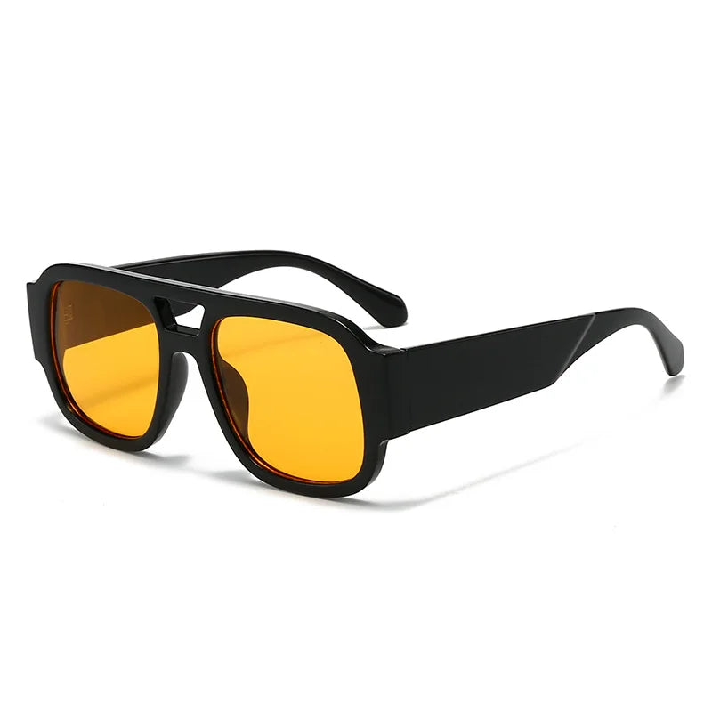 JNPCXI Fashion Women Double Bridges Square Sunglasses Candy Color Retro Wide Legs Men Sun Glasses Shades UV400