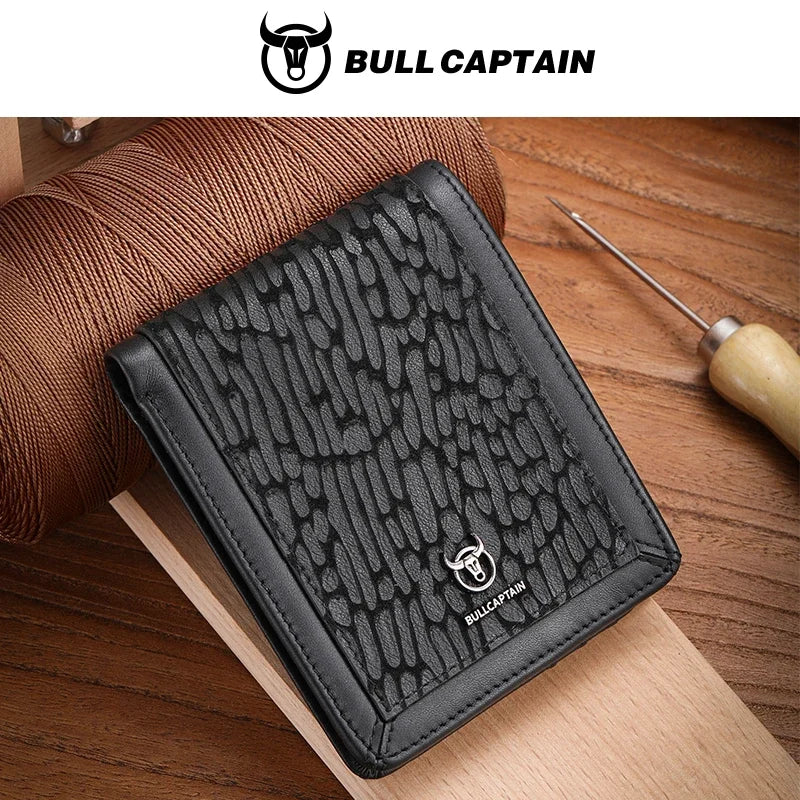 BULLCAPTAIN Men's Genuine Leather Wallet Business Casual Cash Clip Multifunctional RFID Antimagnetic Multi-Card Slot Coin Purse
