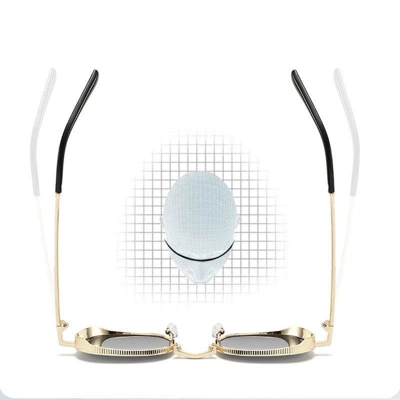 JNPCXI Retro Square Metal Women Sunglasses Shades UV400 Fashion Clear Gradient Shades UV400 Men Trending Punk Sun Glasses