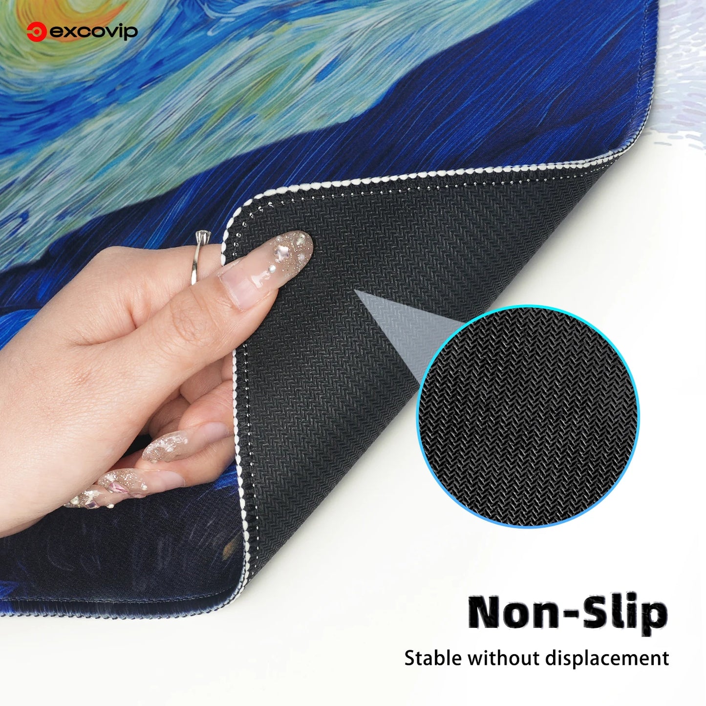 EXCO Cat Gaming Mouse Pad Large Computer Desk Mat with Stitched Edge Non-Slip Rubber Base Keyboard Mousepad for Office Home