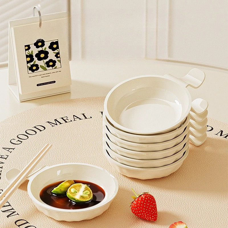 4pcs Creamy Bone Spit Dice Dishes Home Seasoning Dish Hot Pot Seasoning, Soy Sauce, Vinega,  Sauce Dish