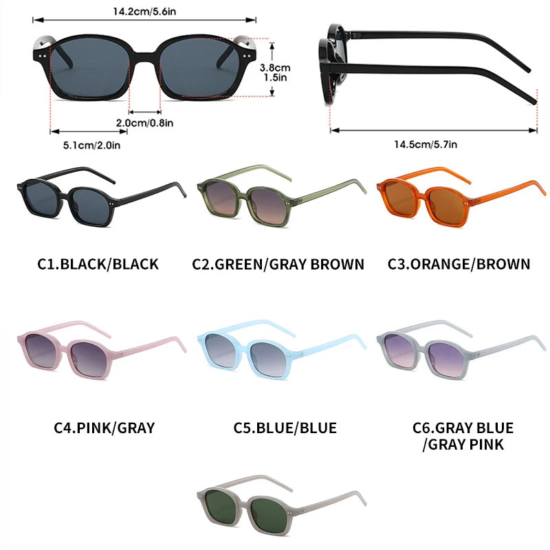 JNPCXI New Fashion Small Oval Jelly Color Women Sunglasses Shades UV400 Fashion Orange Gradient Men Punk Rivets Sun Glasses