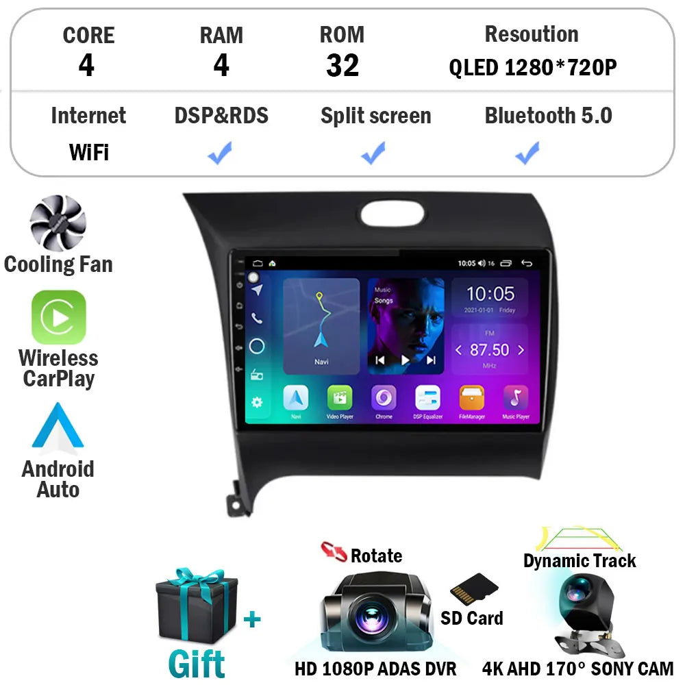 Android 15 Radio Carplay For Kia Cerato 3 K3 Forte 2013 2014 2015 2016 2017 2018 Auto Stereo Multimedia Player GPS Navigation