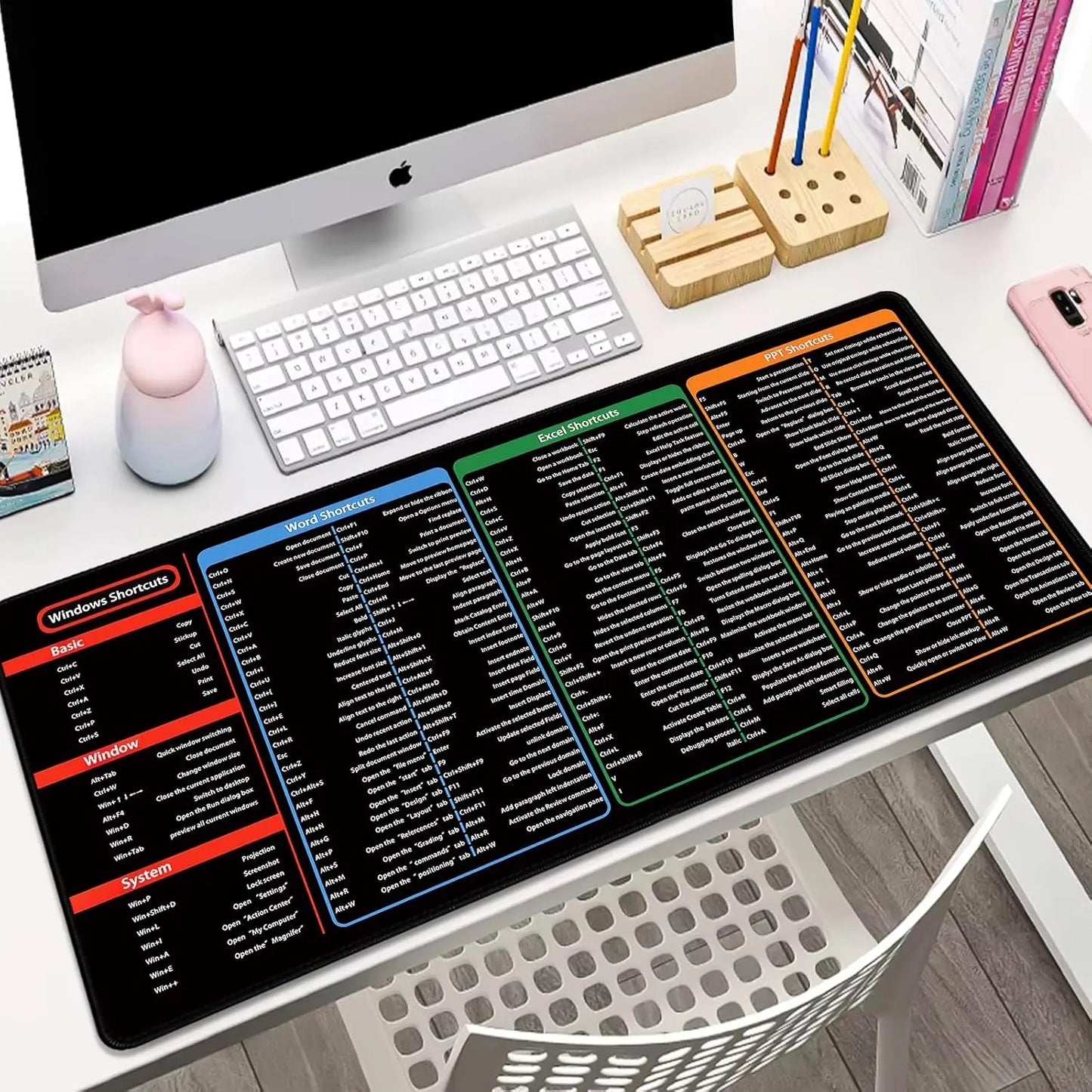 Spanish Excel/Word/Windows/PPT Cheat Sheet Mouse pad, Computer Keyboard Pad for Office Workers Students Office Desk Mat