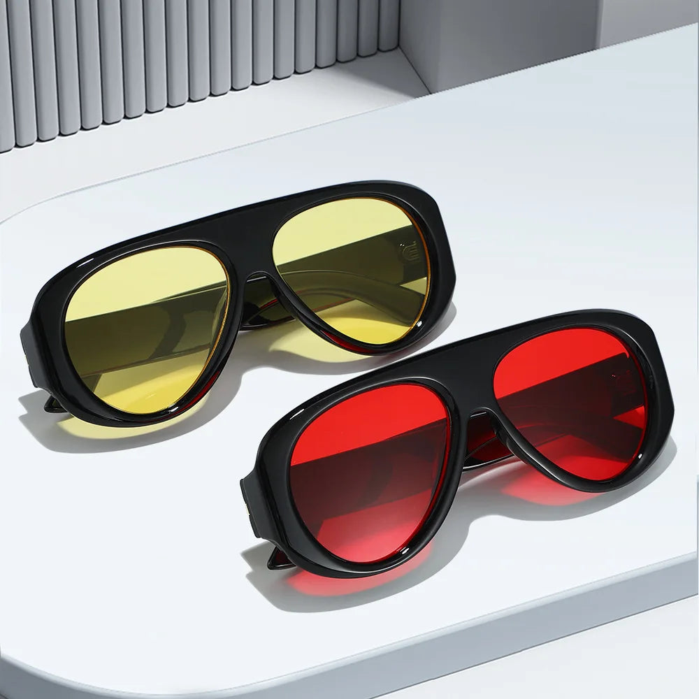 JNPCXI New Retro Large Sunglasses for Women Fashion Wide Legs Sun Glasses Gradient Color Glasses Goggles
