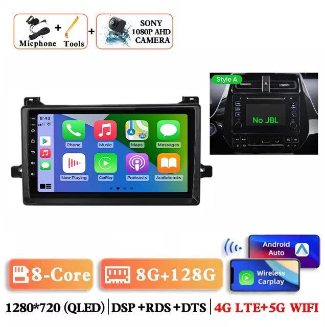 Android 15 Car Radio For Toyota Prius XW50 2015 - 2020 AI Voice Wireless Carplay Multimedia Video Player Navigation GPS Stereo