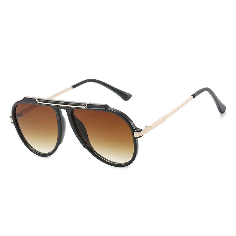 JNPCXI New Retro Oversized Big Frame Women Sunglasses Gradient Tea Color Oval Pilot Shades UV400 Cool Men Vacation Sun Glasses