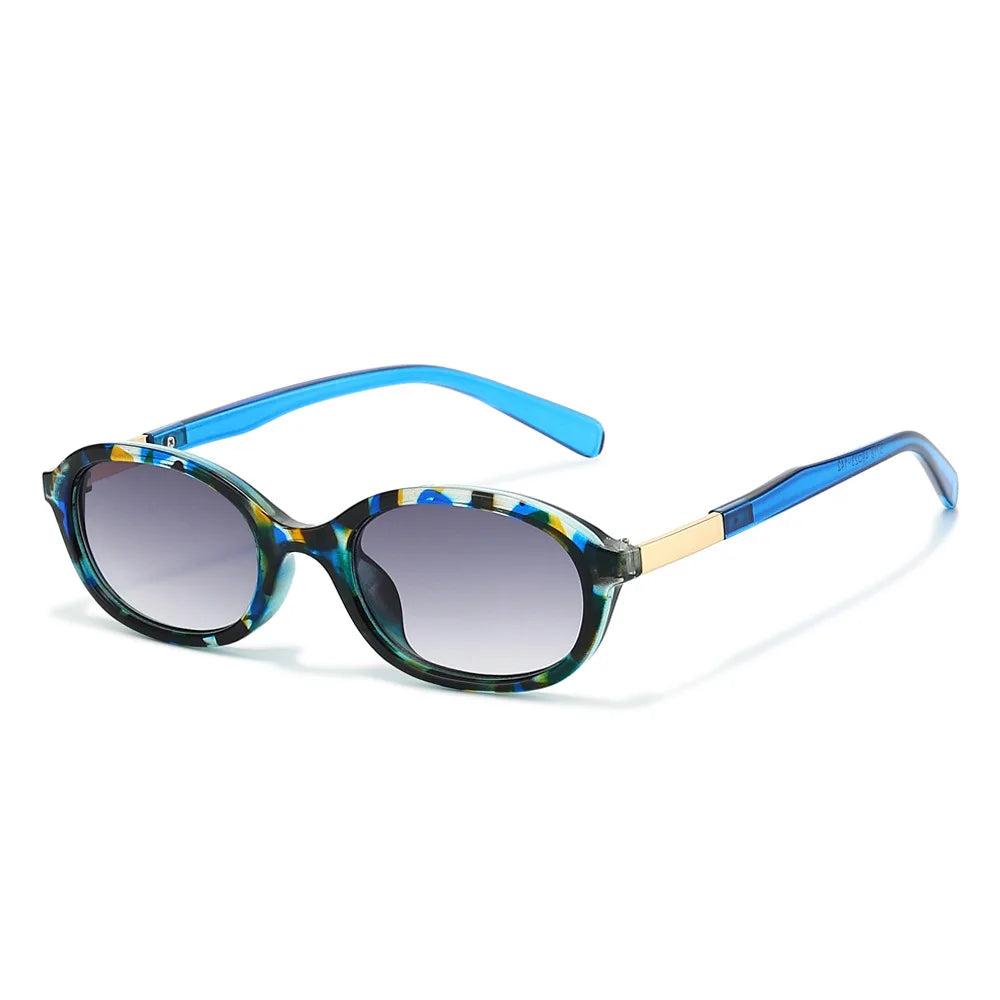 JNPCXI New Oval Sunglasses Women Punk Gradient Shades UV400 Men Trending Leopard Tea Sun Glasses