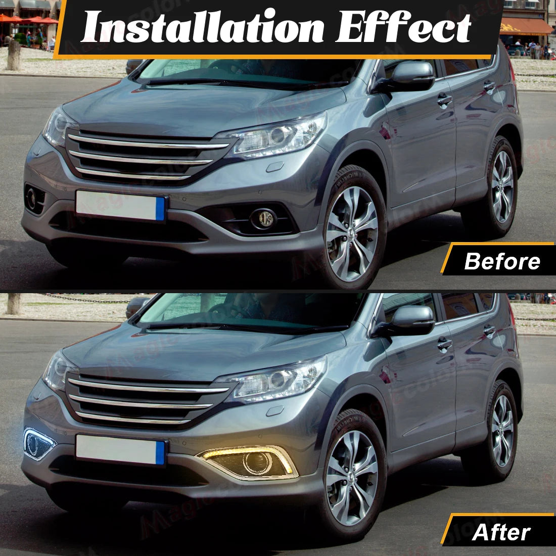For Honda CRV CR-V 2012 2013 2014 LED DRL Daytime Running Light Daylights Dynamic Turn Signal Fog Lamps White Yellow Blue 12V
