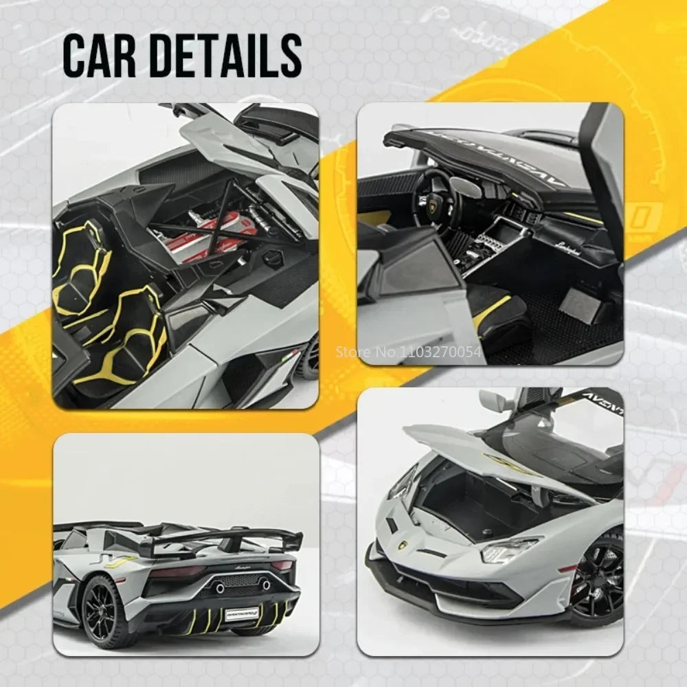 1/24 AVENTEDOR SVJ63 Countach Sports Car Alloy Model Toys Diecasts & Toy Vehicles Sound and Light Collection for Kids Boys Gifts