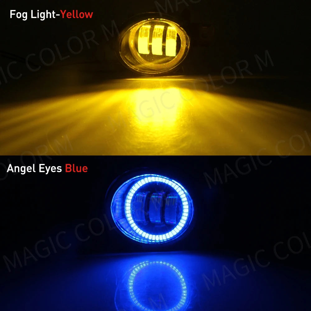 2 X Angel Eye Fog Light Assembly For Nissan X-Trail Rogue T32 2014 2015 2016 Car LED Lens Fog Daytime Running Lamp DRL H11 12V