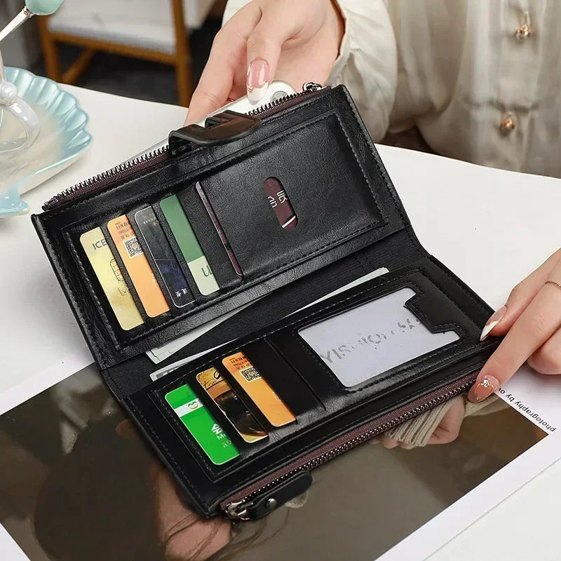 Fashion Long Wallet, US & EU Phone Bag PU Leather Multi Card Carrying Bags Purses