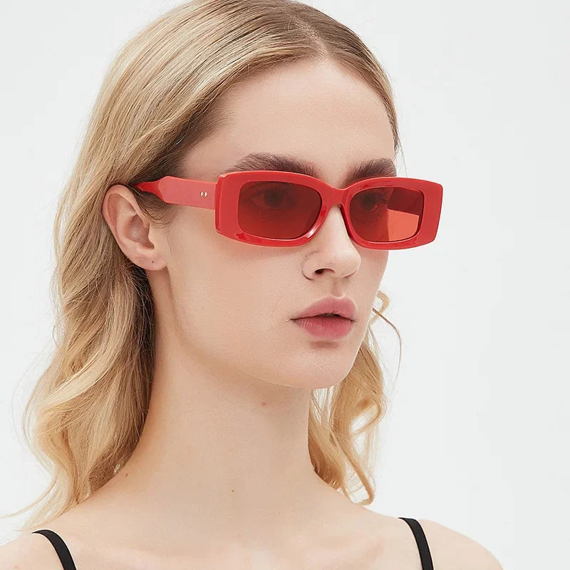 JNPCXI Ins Popular Fashion Square Women Sunglasses Red Retro Shades UV400 Men Trending Oval Sun Glasses