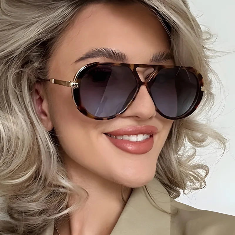 JNPCXI Ins Popular Fashion Double Bridges Women Luxury Sunglasses Brand Designer Oval Hollow Shades UV400 Men Sun Glasses