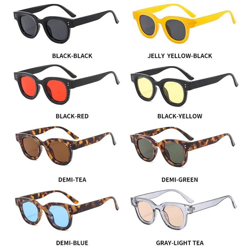 JNPCXI New Retro Square Sunglasses Women Fashion Leopard Blue Shades UV400 Men Trending Punk Rivets Sun Glasses