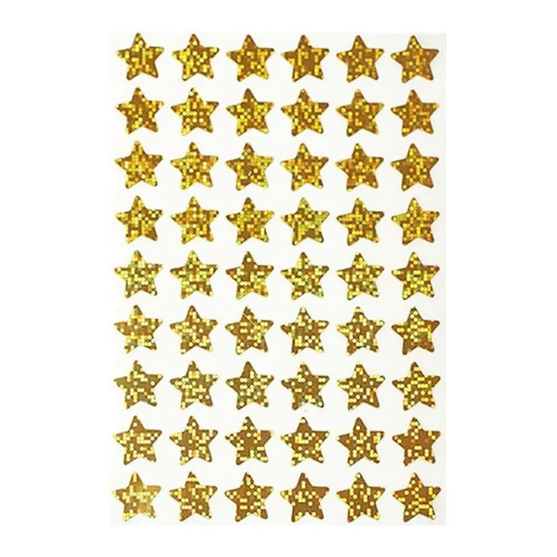 6 sheets Sparkling Holographic Small Star Stickers, Colorful & Shiny, for Classroom Rewards & Behavior Charts