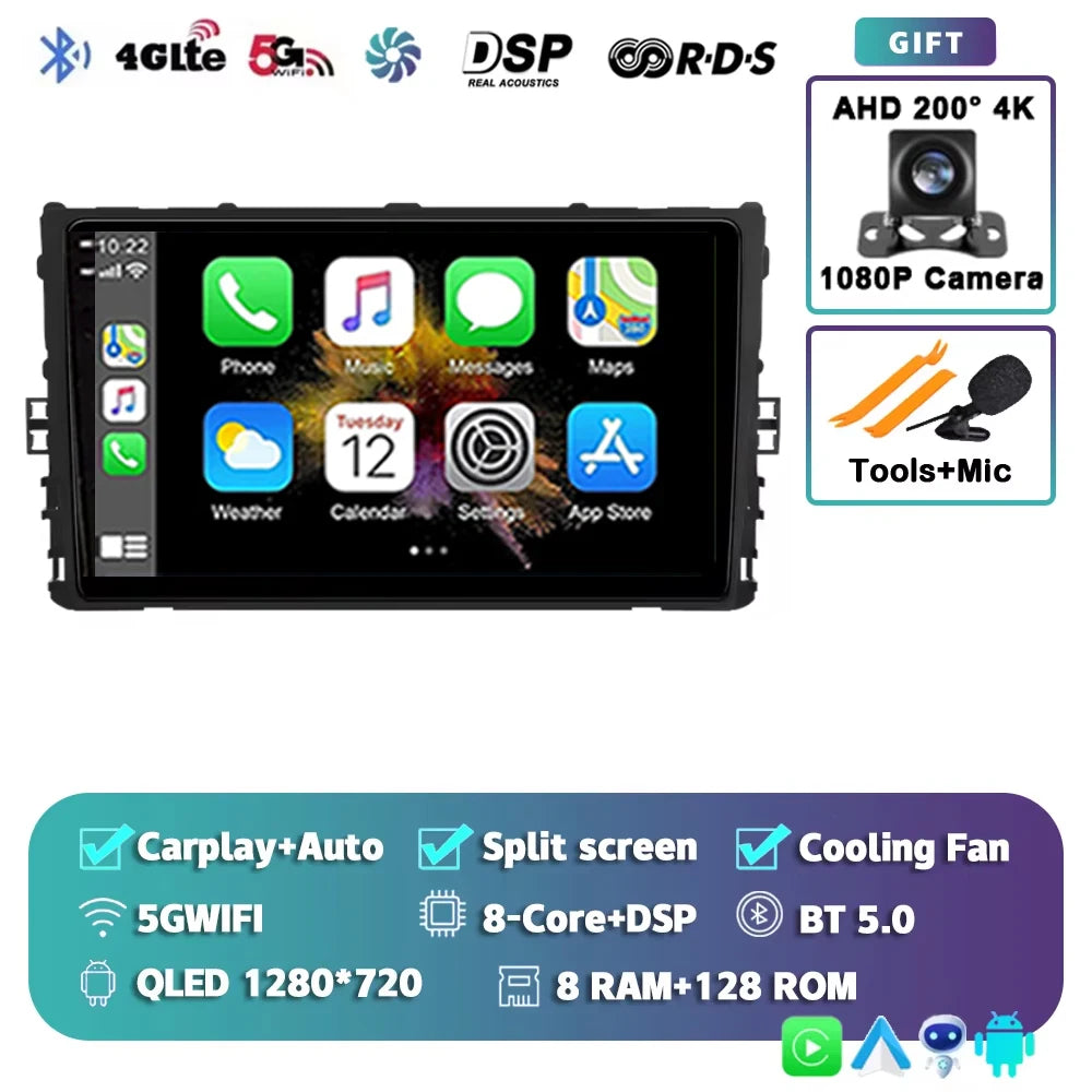 For Volkswagen VW Polo Plus Jetta MK7 T6 Passat B8 T ROC Cross MQB 2K 12+256 QLED Android 15 CarPlay Car Radio Multimedia Video