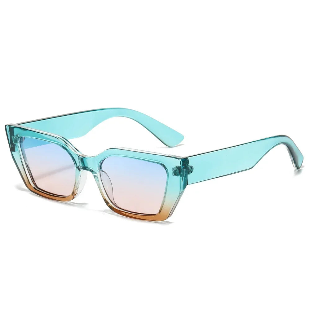 JNPCXI Small Rectangle Women Fashion Sunglasses Gradient Ocean Color Double Color Retro Shades UV400 Men Sun Glasses