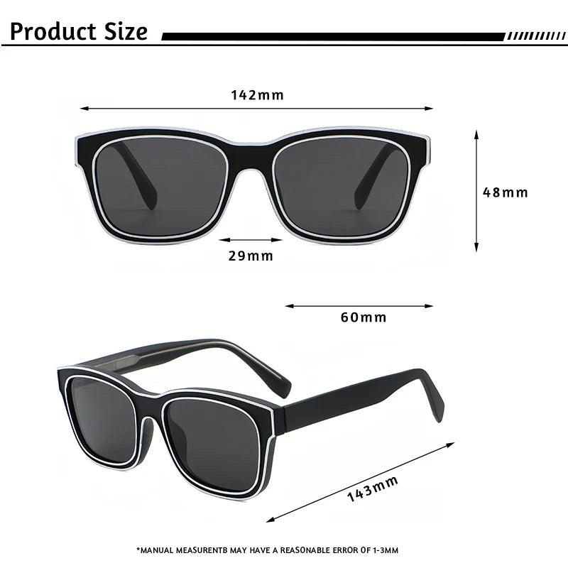 CATERSIDE Retro Square Men's Sunglasses Punk Big Frame Brand Designer Sun Glasses Women's Travel Shopping Casual Eyewear UV400