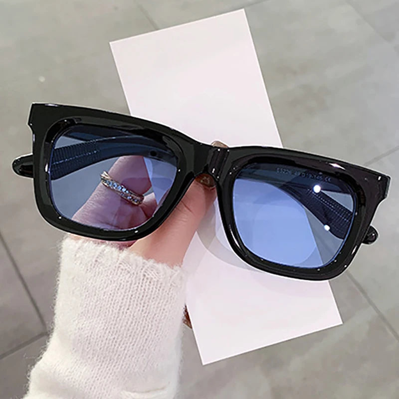 JNPCXI New Square Rivets Women Sunglasses Black Blue Shades Fashion Clear Lens Frame Men Sun Glasses UV400