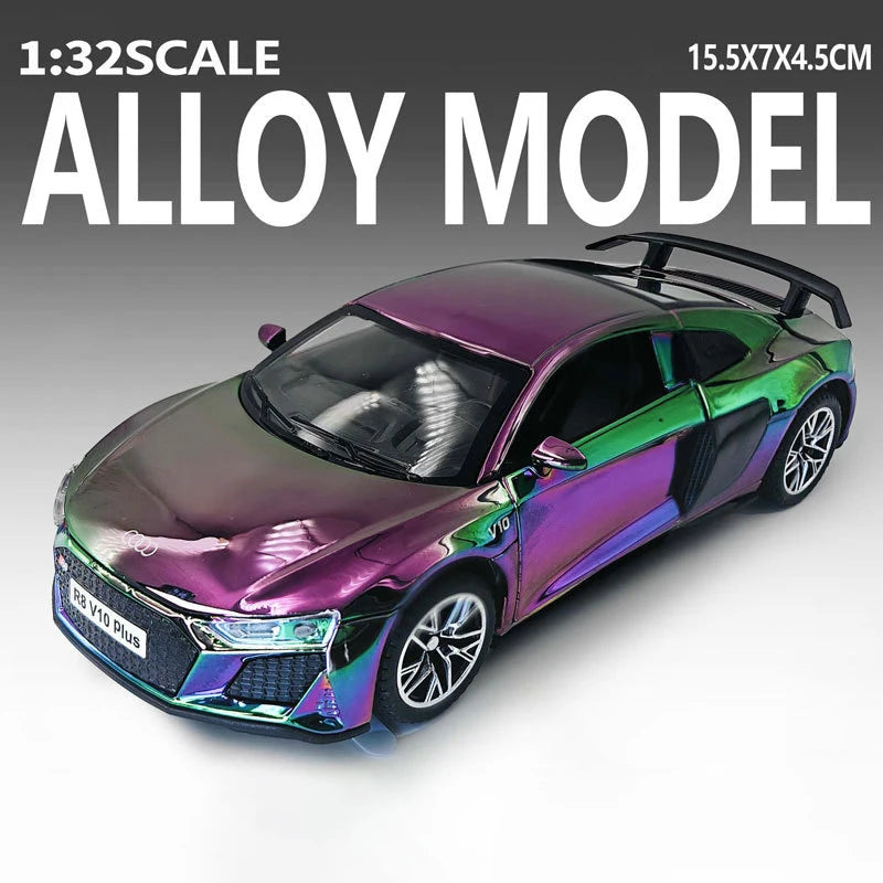 1:32 R8 V10 Plus Lambor URUS Alloy Diecast Model Toys Car Doors Opened Sound Light Pull Back Miniature Vehice Kids Birthday Gift