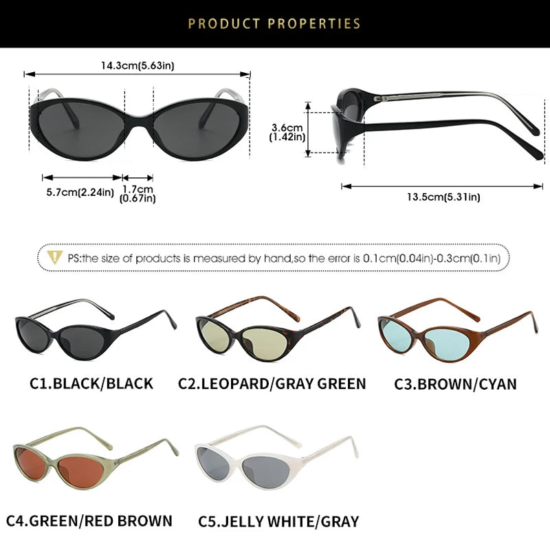JNPCXI Small Oval Women's Sunglasses Fashion Leopard Brown Hot Sun Glasses Female Retro Colorful Shade Eyeglass