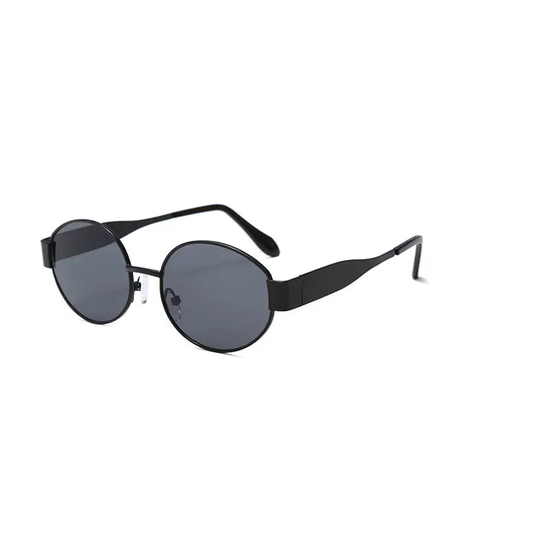 Small Oval Frame Advanced Sunglasses Spicy Girls Street Photo Shades Metal Future Style Eyewear