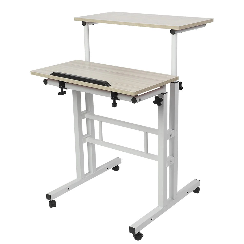 Standing Desk 60cm Adjustable Height Laptop Desk Computer Standing W/ Rollers