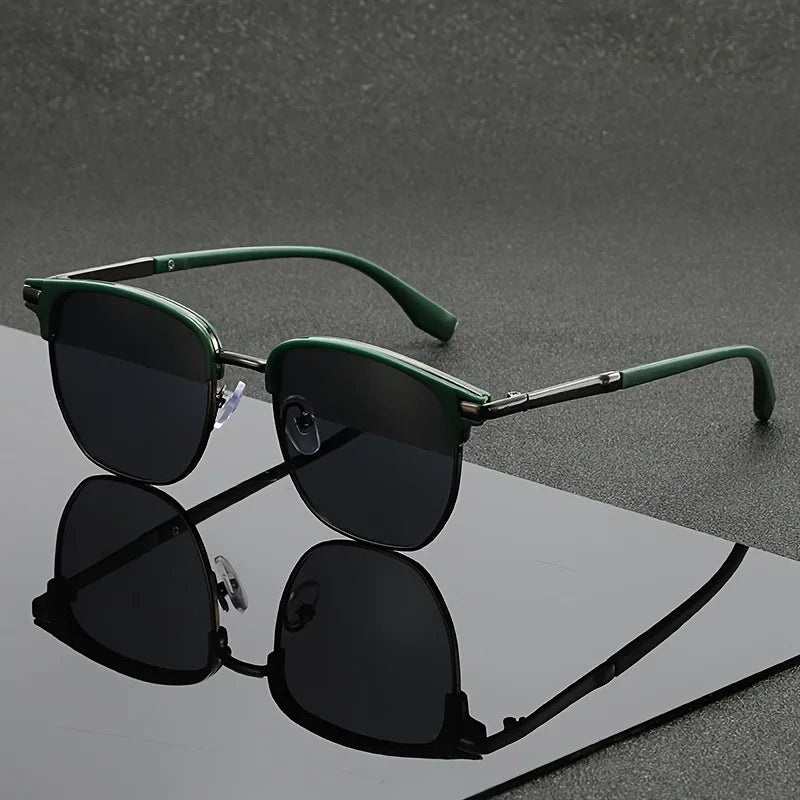 Business Style Metal Square Glasses Men Women Fashion Black Lens Daily Decorative Eyewear