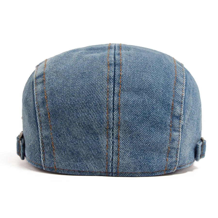 Women's Beret Fashion Denim Vintage Newsboy Cap For Men Summer Solid Washed Flat Caps Casual Female Visor Hat Unisex Adjustable