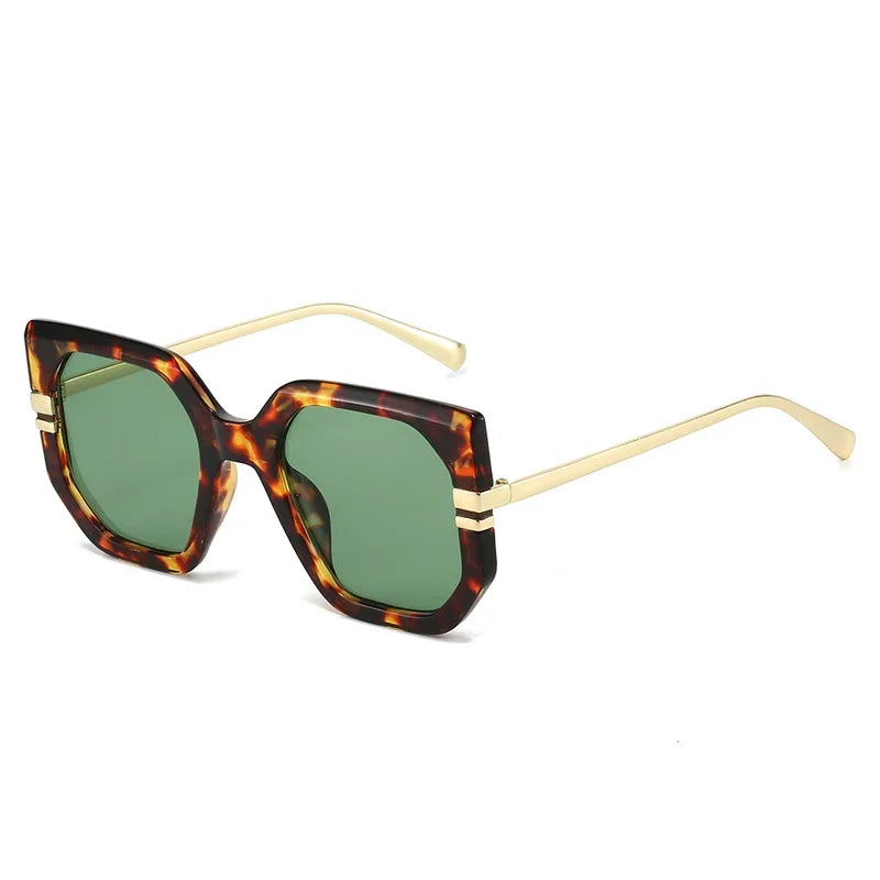 JNPCXI New Polygon Square Sunglasses Women Shades UV400 Retro Clear Ocean Gradient Lens Men Trending Leopard Sun Glasses