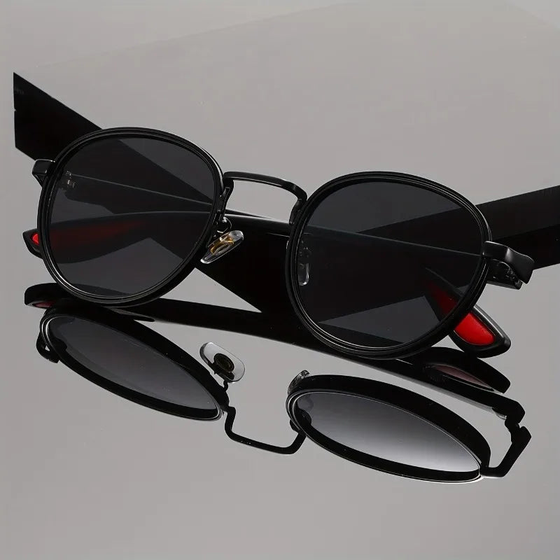 Retro Round Frame Fashion Glasses for Men and Women - Retro Hop Style with Black Lens