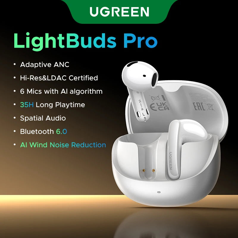 UGREEN Adaptive Active Noise Cancelling Earbuds LDAC Hi-Res Audio Wireless Bluetooth Earphones Headphones Headset
