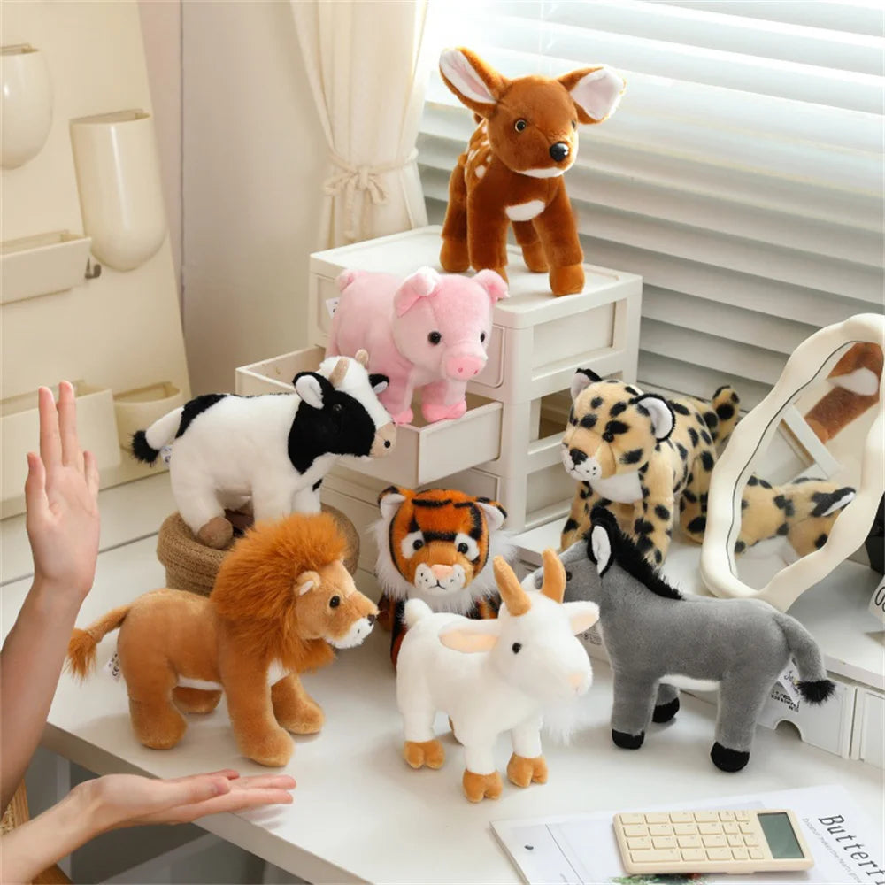 20cm Forest Standing Animals Plush Toy Cute Giraffe Lion Fox Tiger Birthday Gift  Accompany Appease Dolls Christmas pre