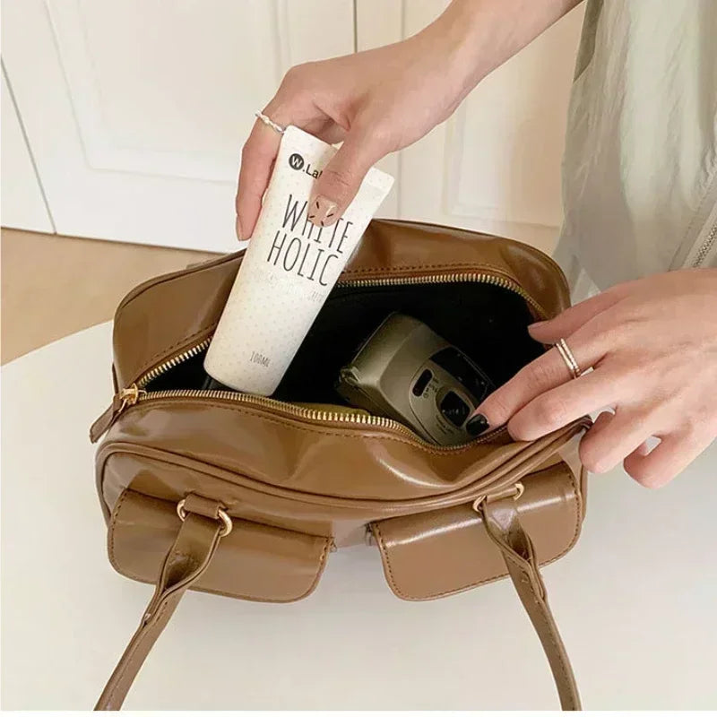 Vintage Ladies Commute Tote Business Shoulder Bag Pu Leather Female Underarm Bag