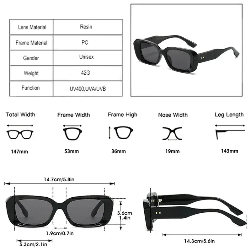 JNPCXI Retro Square Sunglasses Men Fashion Gradient Shades UV400 Women Trending Rivets Sun Glasses