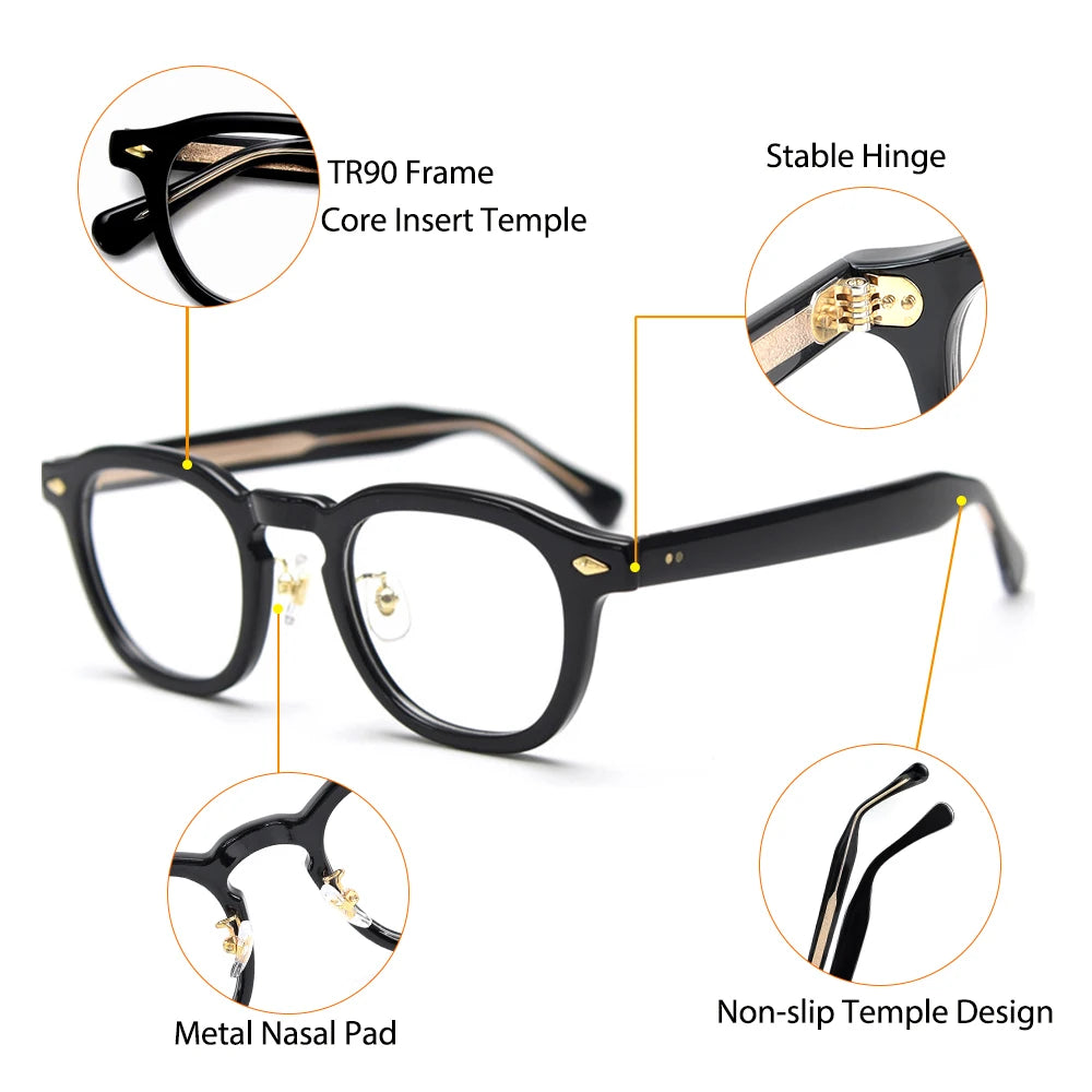 CATERSIDE New Simple Tr-90 Eyeglass Frame Men's Glasses Frame Round High-Quality Women's Daily Reading Decorative Eyeglassese