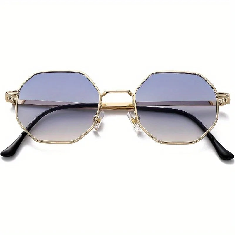 Unisex Retro Octagonal Metal Polygon Square Sunglasses