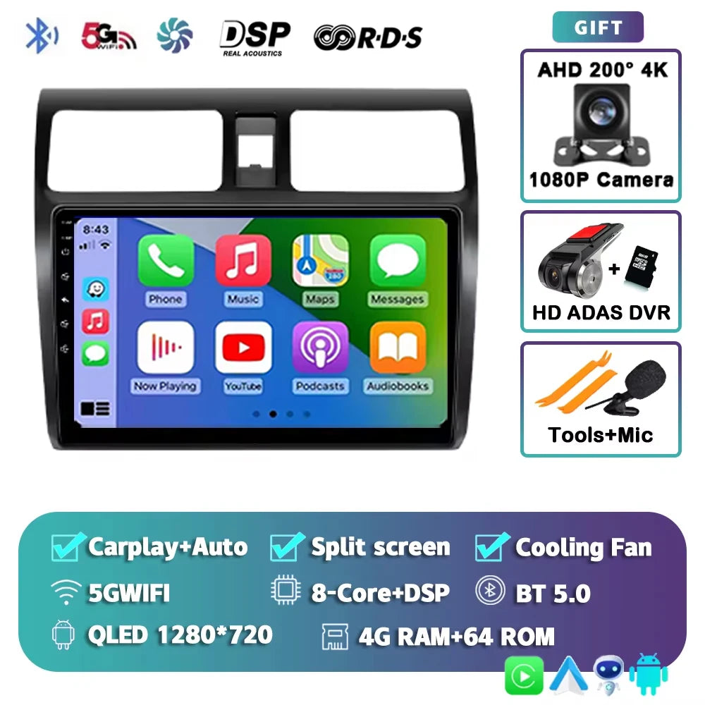 Android 15 2K 12+256GB  For Suzuki Swift 2003 - 2010 Car Radio Multimedia Video Player wireless Carplay Android Auto GPS stereo
