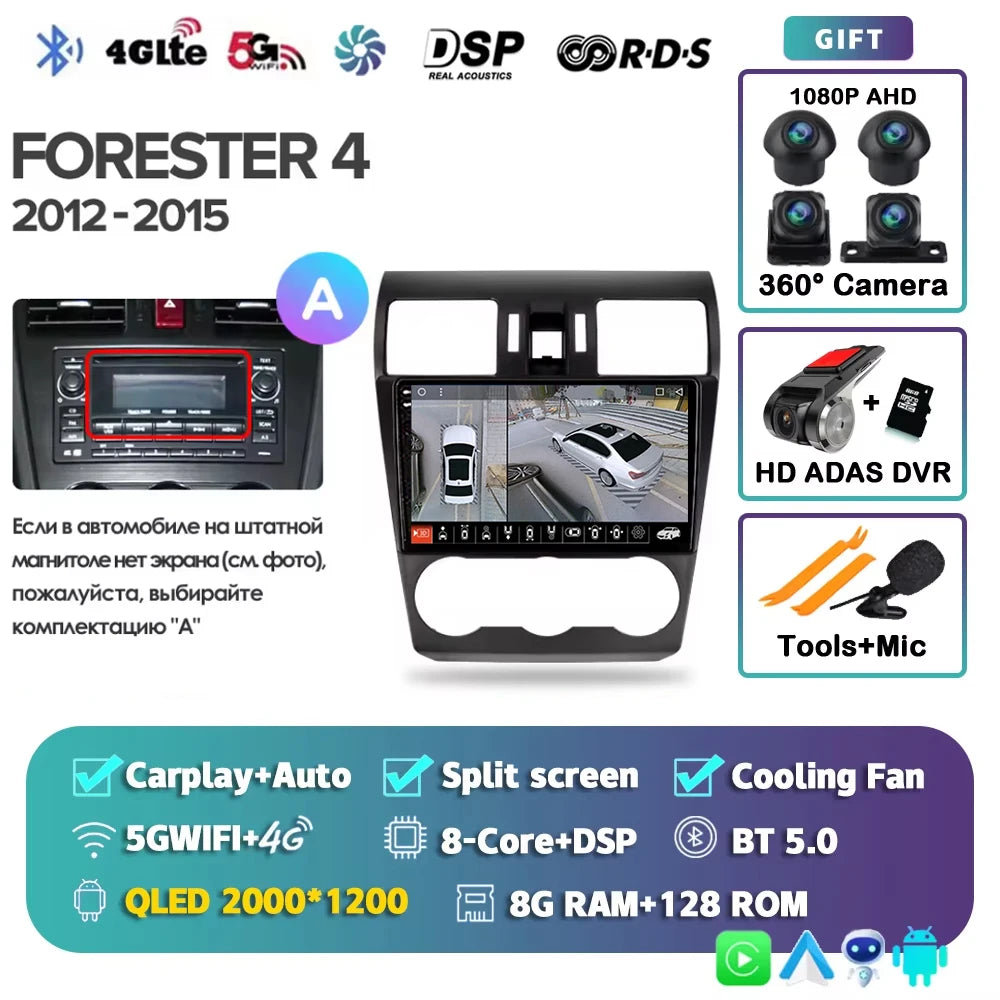 2K For Subaru Forester 4 SJ 2012 - 2015 Car Radio Multimedia Video Player Navigation stereo GPS Android 15 No 2din 2 din dvd
