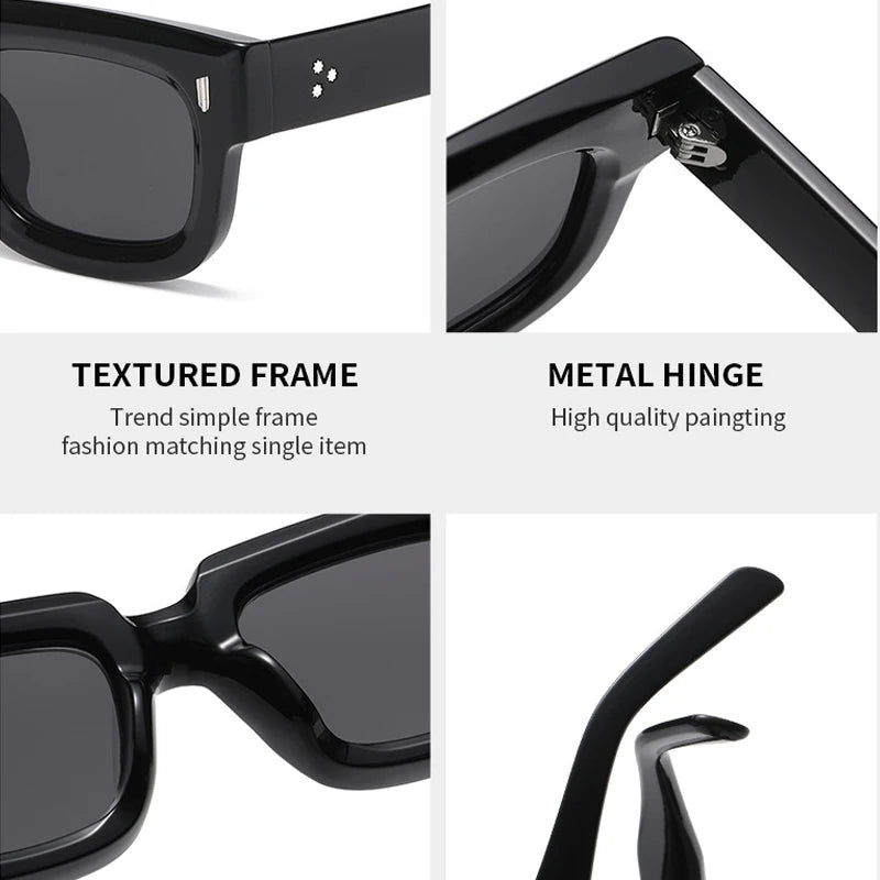 JNPCXI Fashion Square Sunglasses Women Retro Rivets Men Clear Ocean Lens Eyewear Shades UV400 Punk Sun Glasses