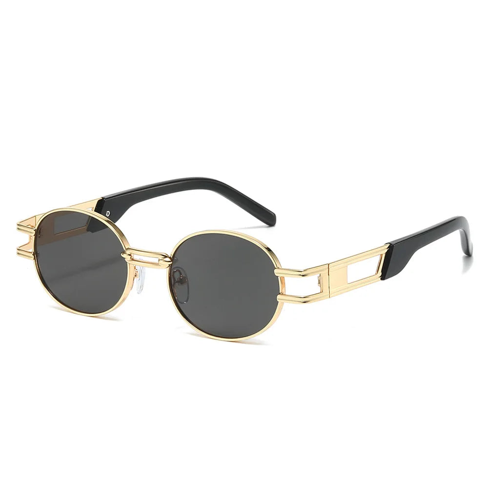 JNPCXI New Metal Steampunk Brand Sunglasses Women Luxury Metal Round Punk Fashion Men Sun Glasses Trend Designer Eyewear UV400