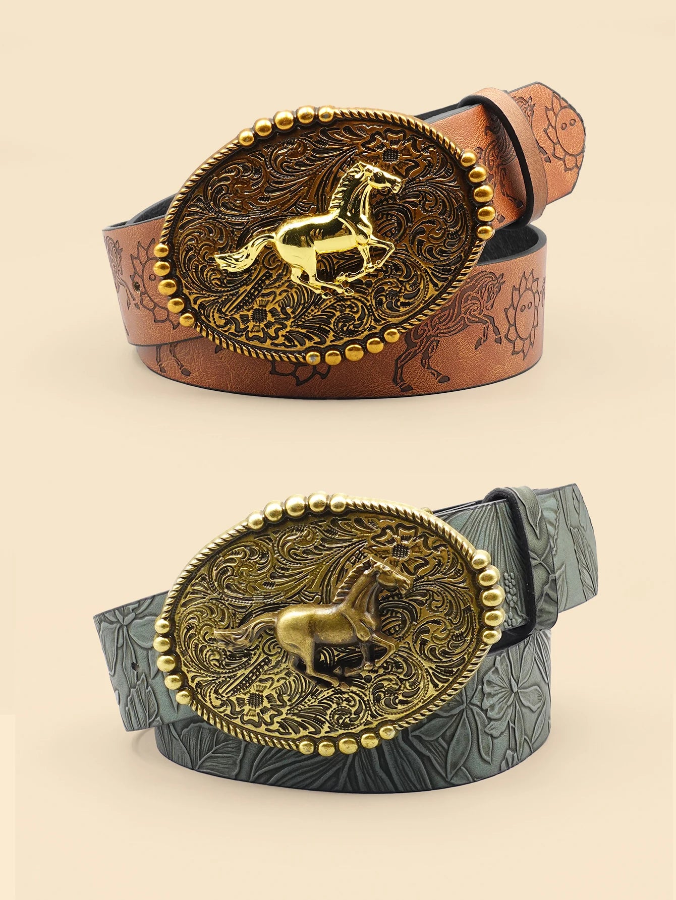 Vintage Cowboy Style Belt, Women's Fashion Casual Belt, Retro Printed Leather Belt, Suitable for Daily, Commuting, College Style