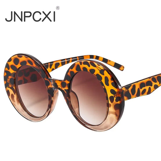 JNPCXI New Color Fashion Oval Oversized Women Colorful Sunglasses Retro Orange Round Gradient Punk Men Sun Glasses