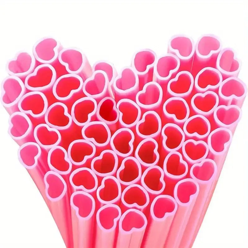 10/20/50pcs Heart Shaped Straws, Disposable Plastic Drinking Straws for Valentine's Day, Weddings, Birthdays, Bridal Showers