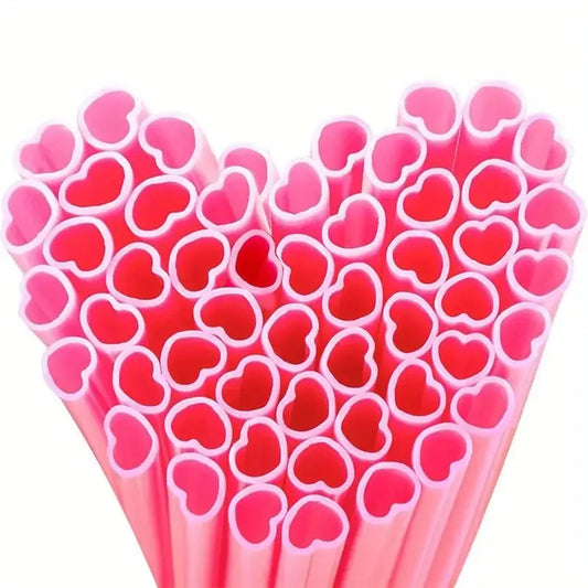 10/20/50pcs Heart Shaped Straws, Disposable Plastic Drinking Straws for Valentine's Day, Weddings, Birthdays, Bridal Showers