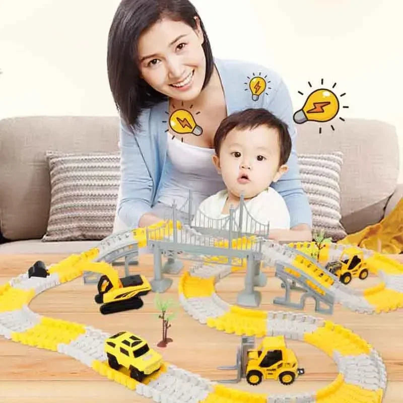 137-467pcs Children Electric Track Toy Car Engineering Car Kids Educational Toys